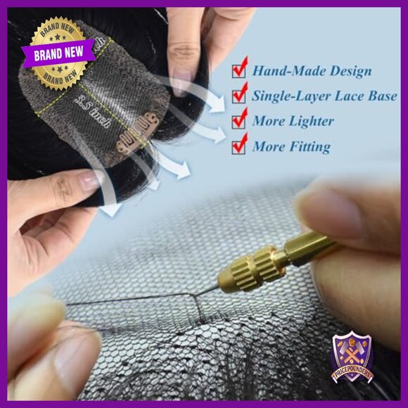 Real Human Hair Topper 150% Density Lace Base Clip-In Hair Extension main image 6